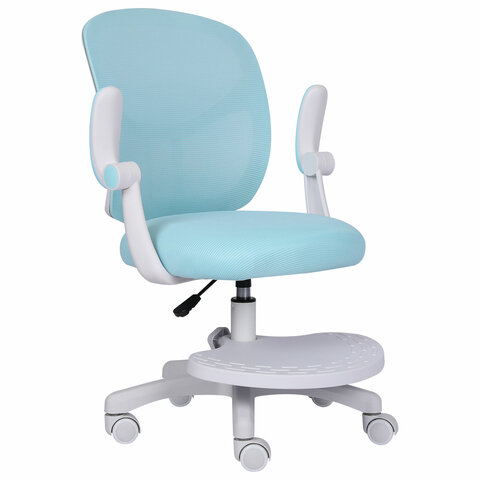 Кресло детское с подставкой для ног BRABIX «Toy MG-205», сетка/ткань TW, голубое