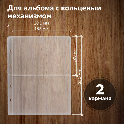 Листы-вкладыши для альбома «OPTIMA» на 2 боны (купюры), КОМПЛЕКТ 10 шт., 200×250 мм, ПВХ, STAFF