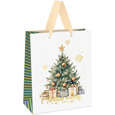 Пакет подарочный 11×14×6.5см MESHU «Christmas mood», фольга, матовая ламинация