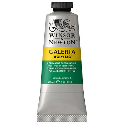 Краски акриловые Winsor&Newton «Galeria», 60 мл, туба, перманентный зеленый, средний