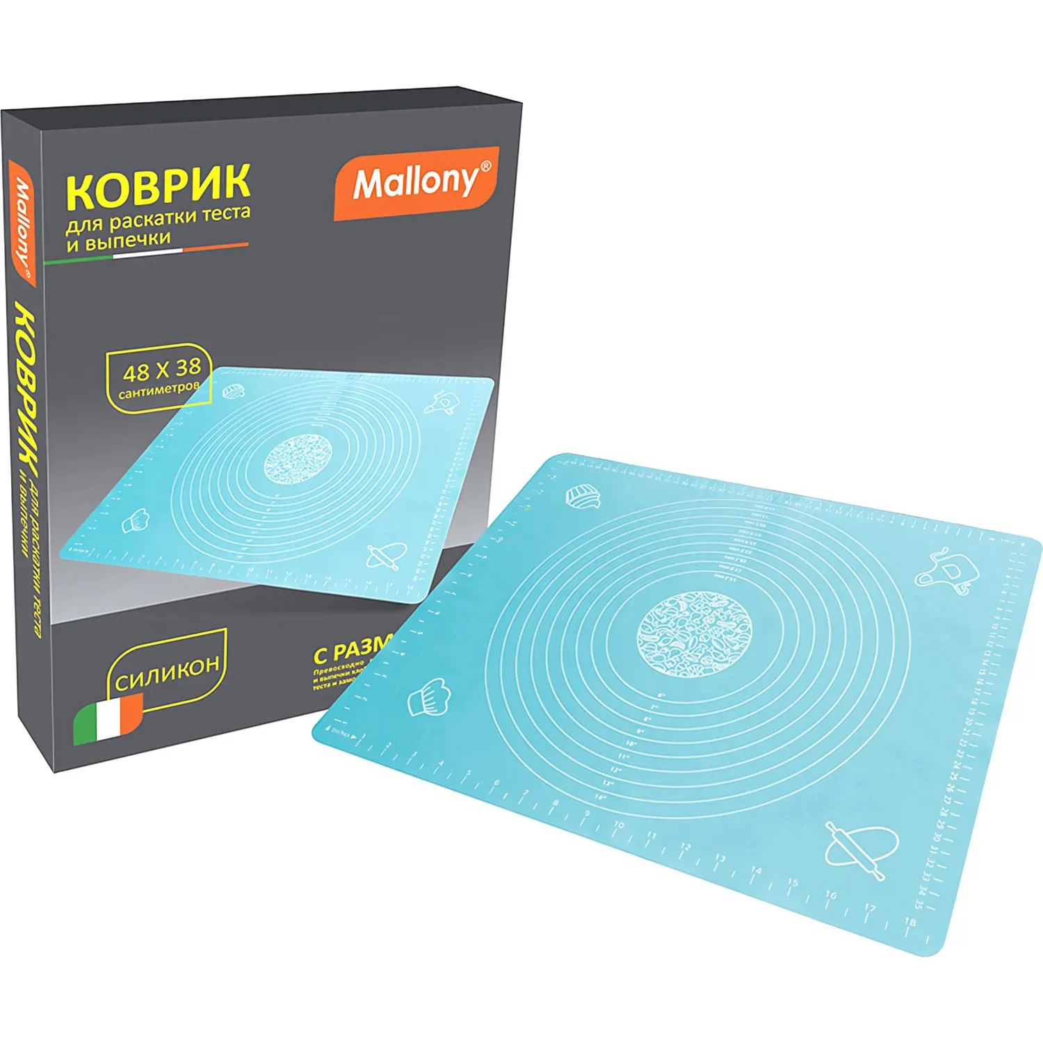 Коврик Mallony для раскатки теста и выпечки 48x38 см