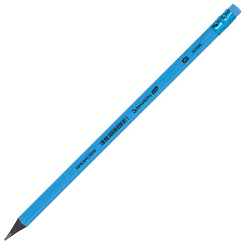 Карандаш чернографитный BRAUBERG KIDS, 1 шт., HB, трехгранный, с ластиком
