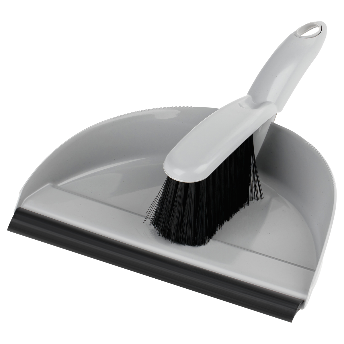 Комплект для уборки OfficeClean щетка-сметка и совок, с резиновой кромкой, ширина 24 см, пластик, серый