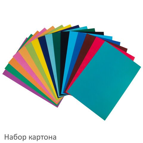 Набор картона и бумаги А4 мелованные (картон 16 л. 8 цветов, бумага 16 л.16 цветов), BRAUBERG
