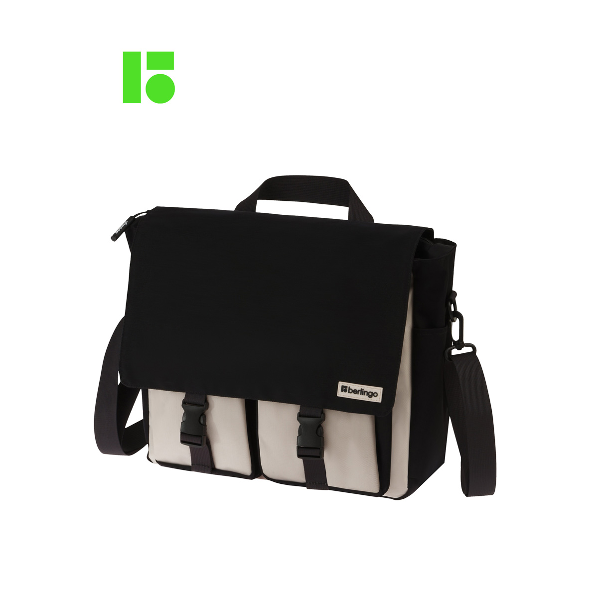 Рюкзак-сумка Berlingo «Square black» 33×29×12 см, 1 отделение, 4 кармана, уплотненная спинка