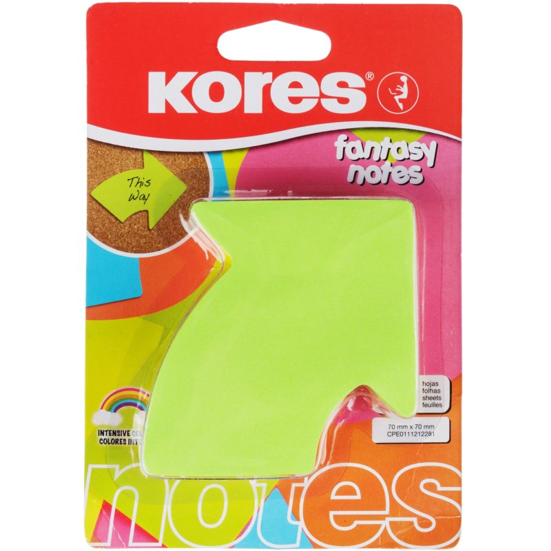 Стикеры фигурные Kores FANTASY ARROW 70×70мм,5смешан. неон. цв. по 250л 48704