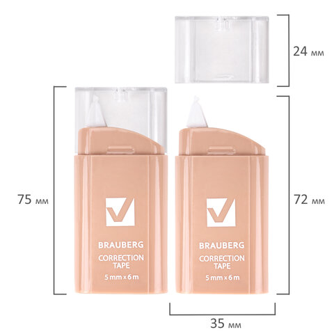 Корректирующая лента BRAUBERG COMPACT PASTEL5 мм х 6 мКОМПЛЕКТ 6 штукпенал с zip-lock272496