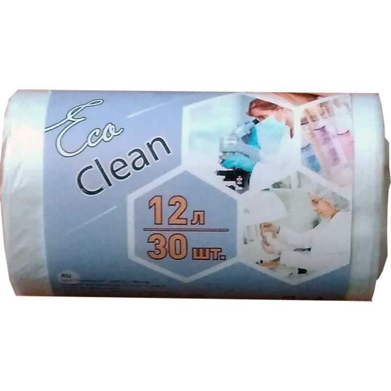 превью Мешки для мусора на 12 литров Ecoclean белые (6 мкм, в рулоне 30 штук, 32х50 см)
