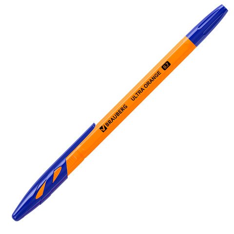 Ручка шариковая BRAUBERG «ULTRA ORANGE», СИНЯЯ, узел 0.7 мм, чернила ГЕРМАНИЯ, наконечник ШВЕЙЦАРИЯ