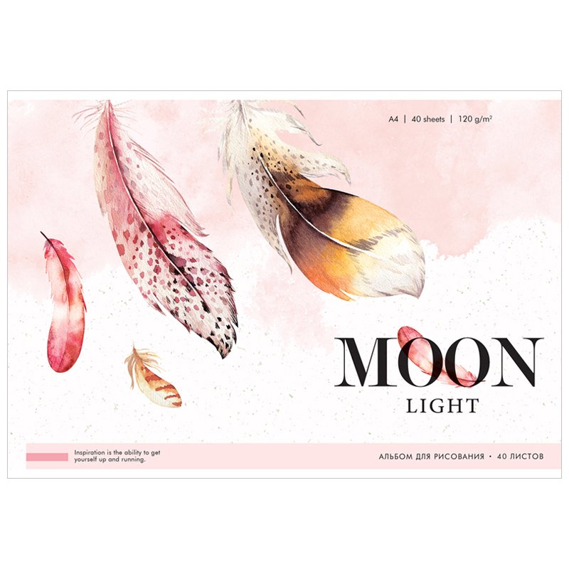 превью Альбом для рисования 40л., А4, на скрепке Greenwich Line «Moon light. Feathers», 120 г/м2