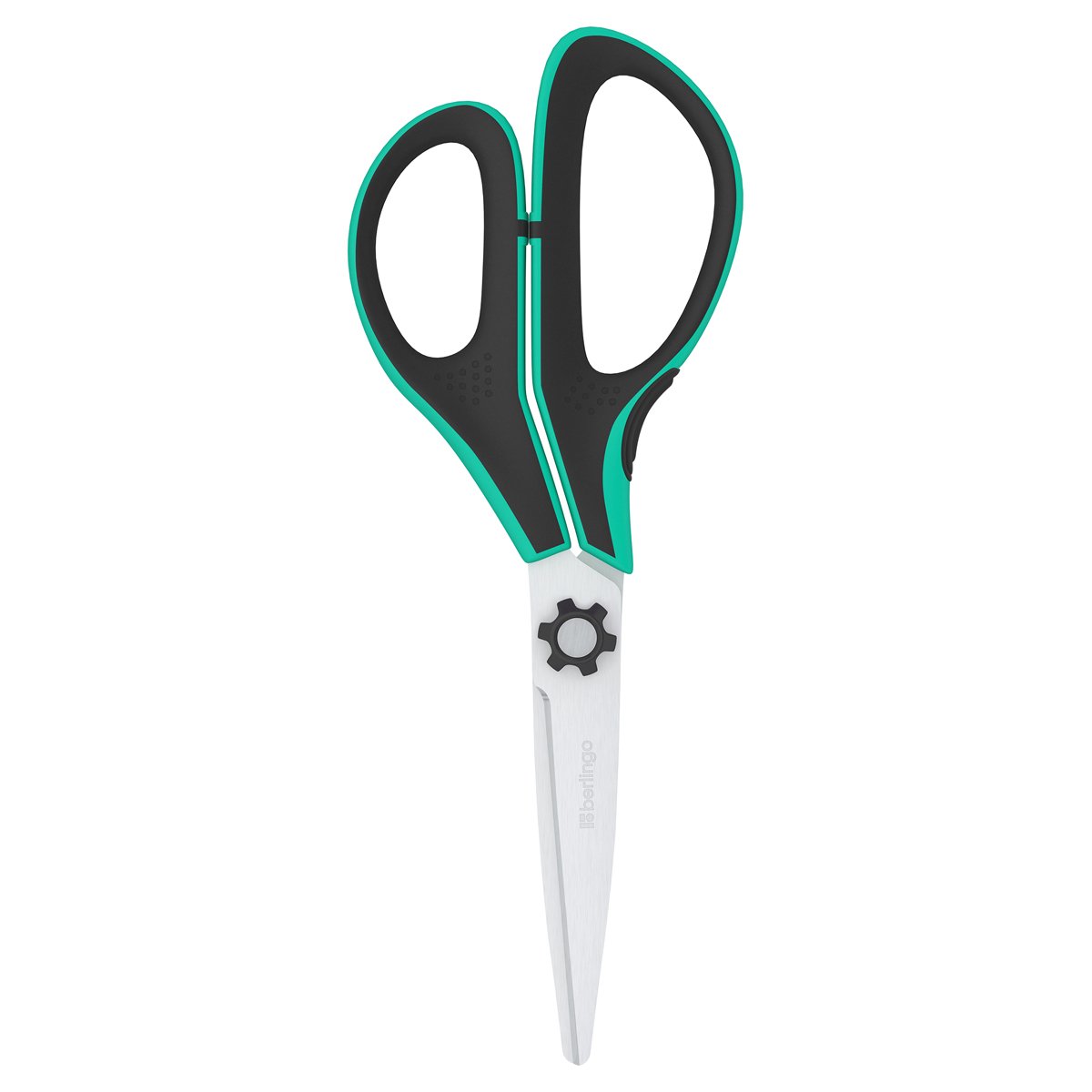 Ножницы Berlingo «Easycut 350», 13см, бирюзовые, эргономичные ручки, мягкие вставки, европодвес