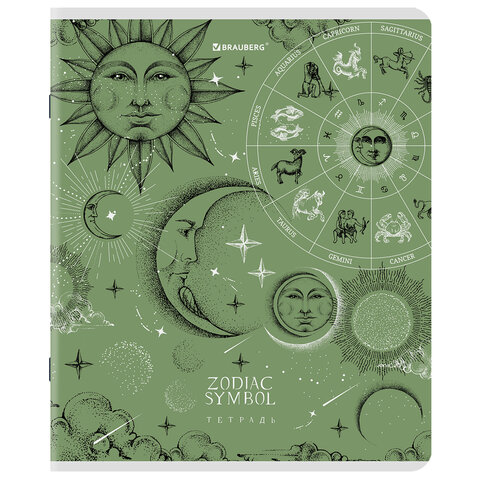 Тетради ДЭК А5 48 л. КОМПЛЕКТ 5 шт. BRAUBERGклеткаSoftTouchфольга«Zodiac»404679
