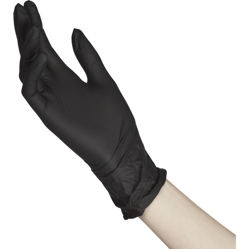Перчатки нитрил., н/с, н/о,4г./шт, черн. FOXY-GLOVES XS 50пар/уп ШК4167