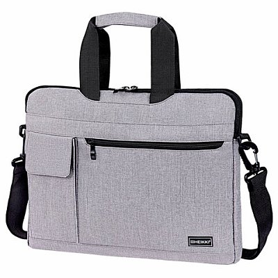 Сумка портфель HEIKKI NOVATION (ХЕЙКИ) с отделением для ноутбука 13-14", багажная лента, серая, 28×38х3 см