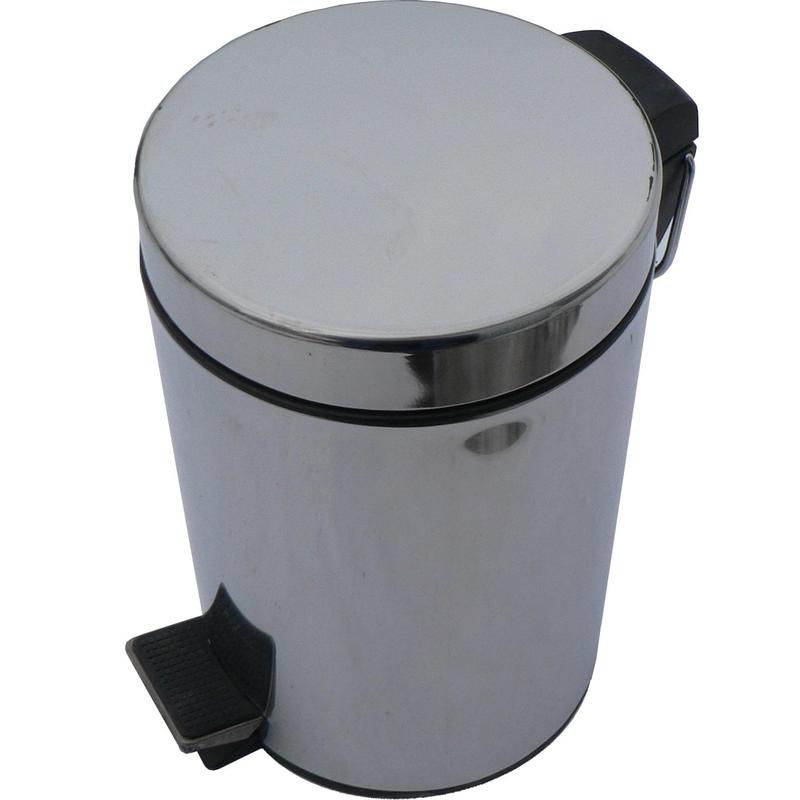 превью Ведро мусорное с педалью Solinne 3л стальное, хром