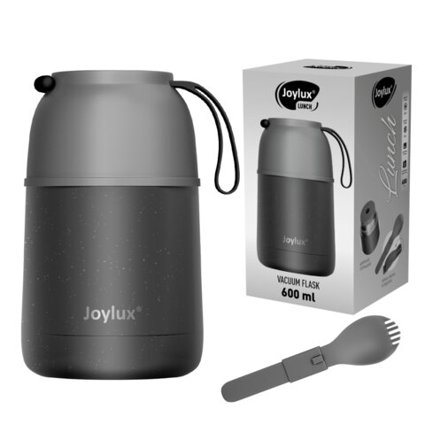 превью Термос 0.6 л для еды/напитков с широким горлом, JOYLUX (ДЖОЙЛЮКС) LUNCH, нержавеющая сталь SUS304, ложка-вилка