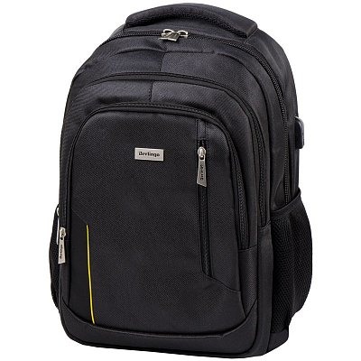 Рюкзак Berlingo City «Comfort black» 42×29×17см, 3 отд, 3 карм, отд. для ноут, USB разъем, эргоном. спинка