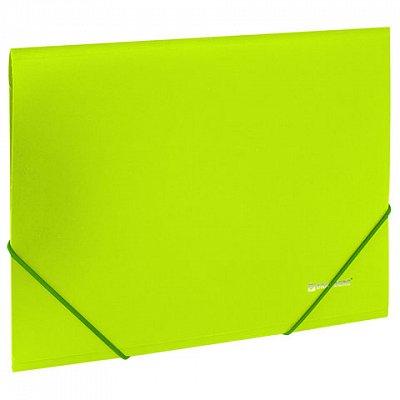 Папка на резинках BRAUBERG «Neon», неоновая, зеленая, до 300 листов, 0.5 мм