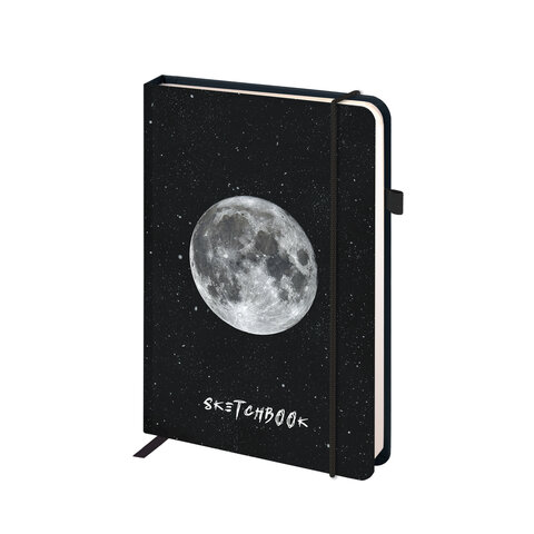 Скетчбук, слоновая кость 140 г/м2, 130×210 мм, 80 л., софт-тач, резинка, BRAUBERG ART CLASSIC, «Вселенная»