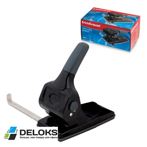 превью Дырокол ERICH KRAUSE «Quadro», металлический, мощный, на 70 листов, черный