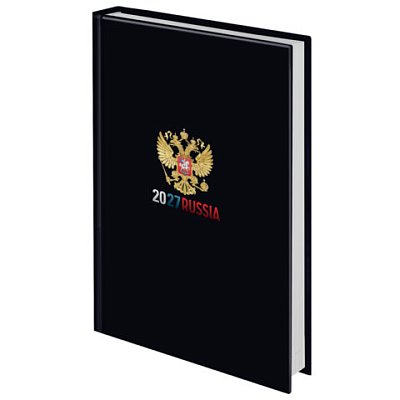 Ежедневник датированный 2027 145×215 мм, А5, STAFF, ламинированная обложка, «Символика РФ»