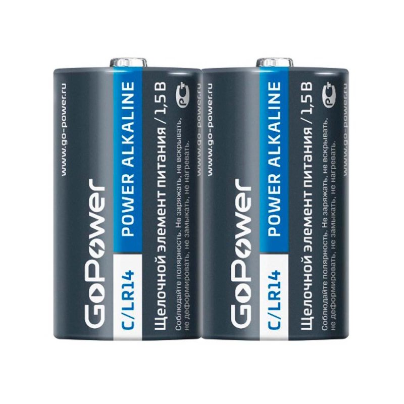 Батарейка GoPower LR14 C 2шт/бл Alkaline 1.5V (2/12/192)