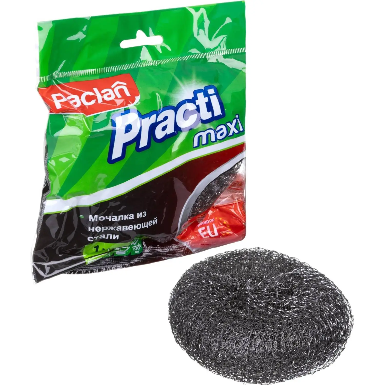 превью Губка-мочалка для уборки Paclan Practi Maxi металлическая 9.5x9.5 см 34.8 г