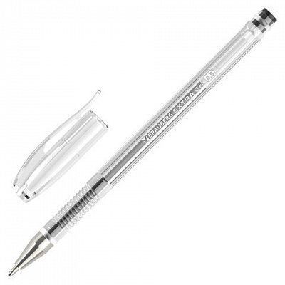 Ручка гелевая BRAUBERG «EXTRA», ЧЕРНАЯ, корпус прозрачный, узел 0.5 мм, линия 0.35 мм