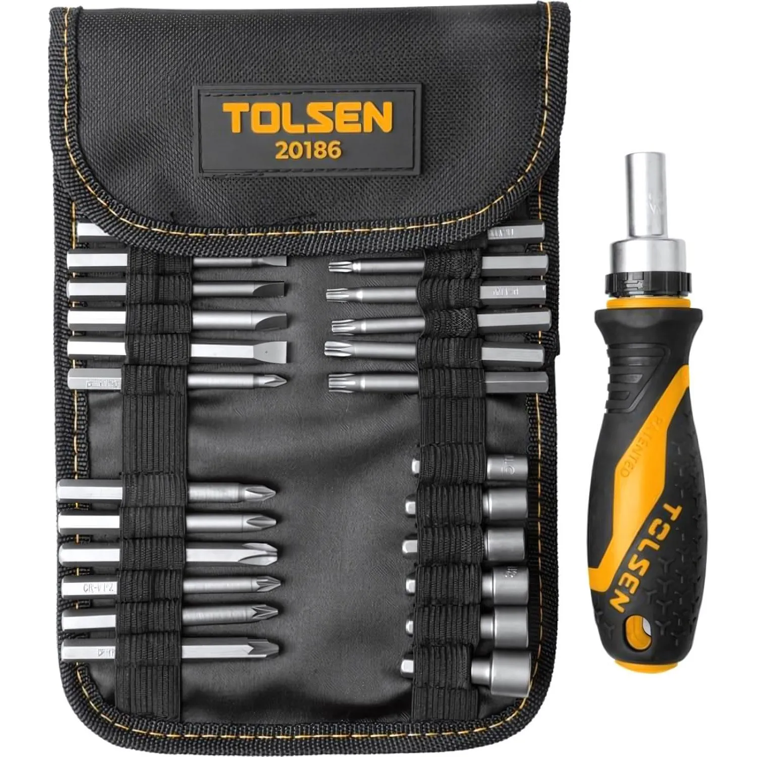 Набор бит с держателем для шуруповёрта Tolsen TORX, SL, PZ, PH, 65 мм (26 штук, TT20186)
