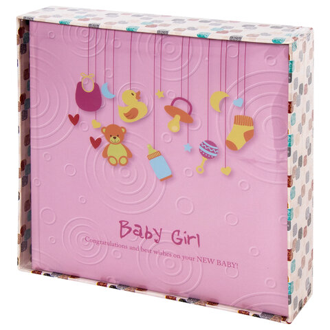 Фотоальбом BRAUBERG «Baby Girl» на 200 фото 10×15 смтвердая обложкабумажные страницыбоксрозовый391143