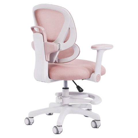 Кресло детское с подставкой для ног BRABIX KIDS «MG-220», сетка/ткань TW, розовое