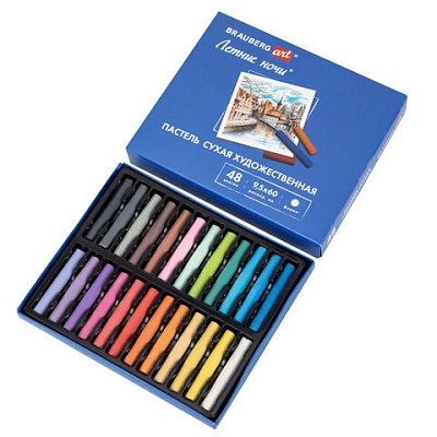 Пастель сухая художественная BRAUBERG ART «Летние ночи», 48 цветов, круглое сечение
