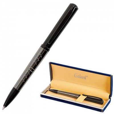 Ручка подарочная шариковая GALANT «PUNCTUM», корпус черный/оружейный металл, детали черные, узел 0.7 мм, синяя