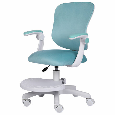 Кресло детское с подставкой для ног BRABIX «Sky MG-206», велюр, голубое