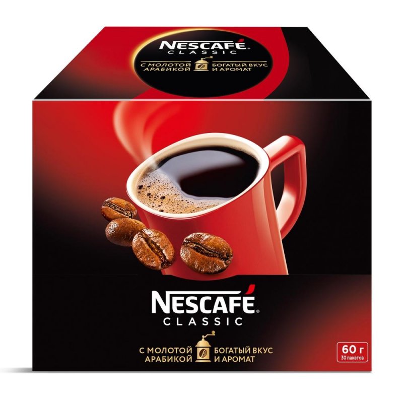 Кофе порционный растворимый Nescafe Classic 30 пакетиков по 2 г арт ...