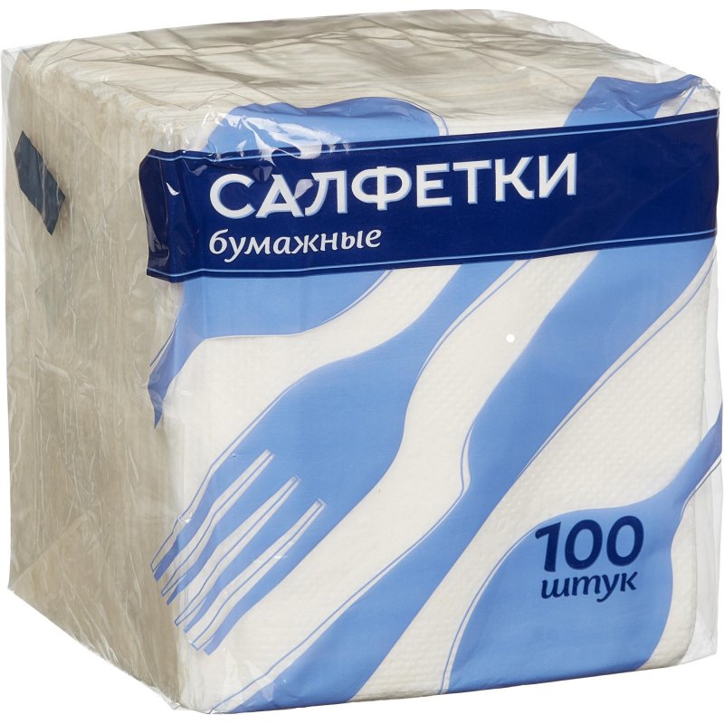 Салфетки бумажные 24×24 см 1-слойные белые 15 пачек по 100 листов