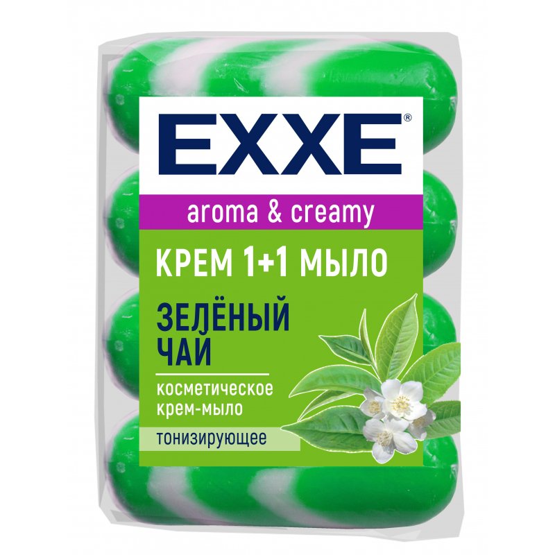 превью Крем-мыло Exxe 1+1 Зеленый чай 90 г (4 штуки в упаковке)