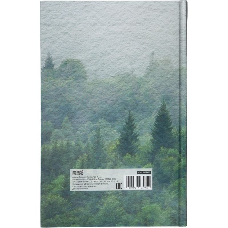 Бизнес-тетрадь А5.120л,7БЦ, клетка Attache Economy Forest