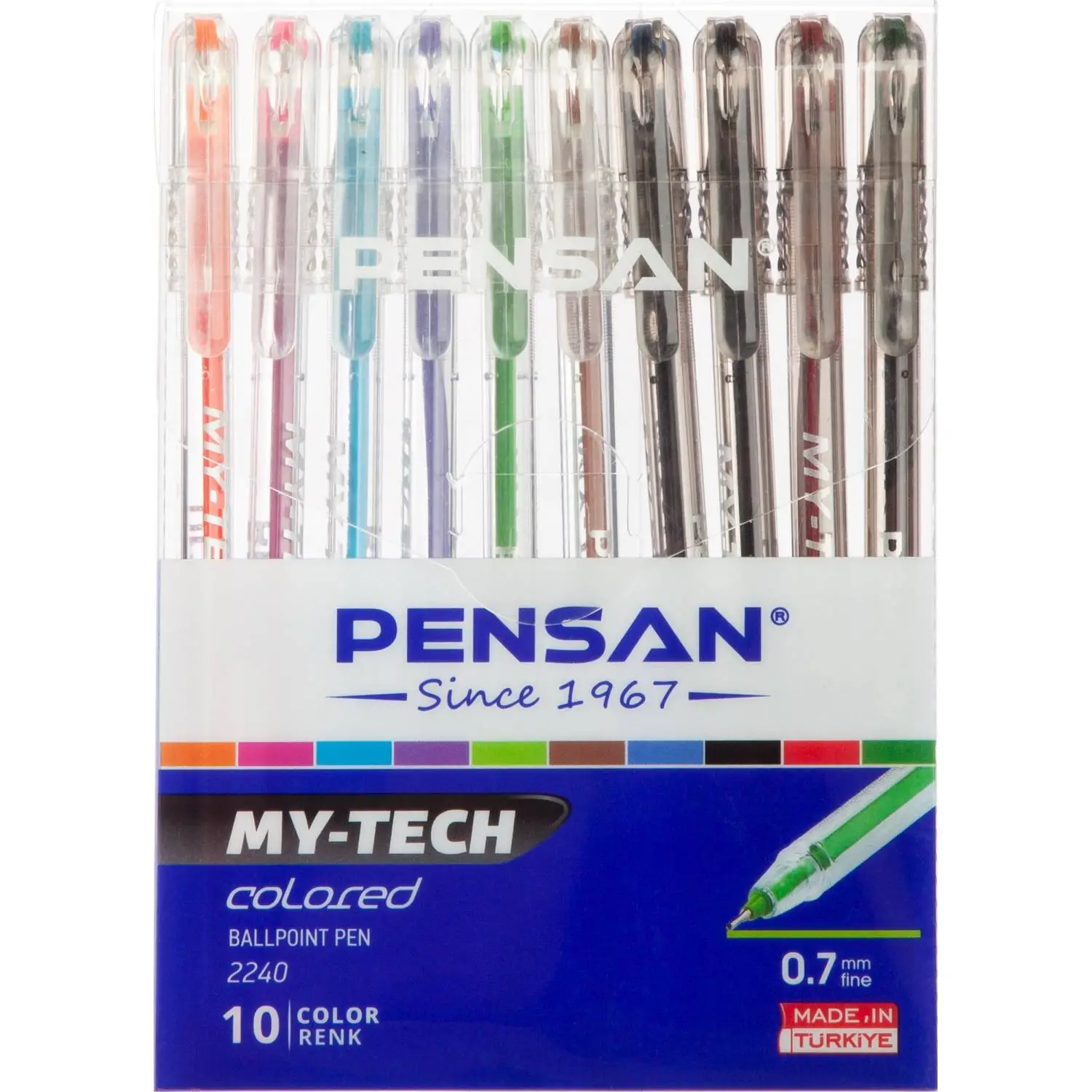 Набор шариковых ручек Pensan My-Tech 10 цветов (толщина линии 0.5 мм, 10 штук в упаковке)