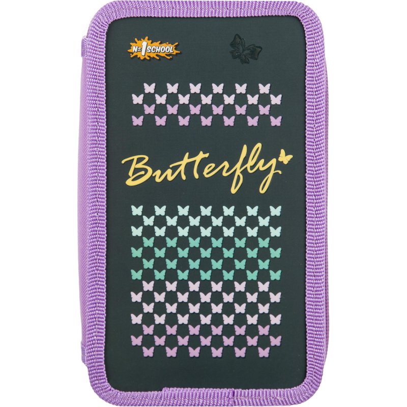 Пенал Butterfly 2 отд., выборочный лак, 190×110 мм, ПКК 11-19