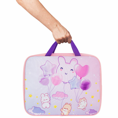 Папка на молнии с ручками BRAUBERG KIDS А4, 1 отделение, полиэстер, 80 мм, Dreamy clouds