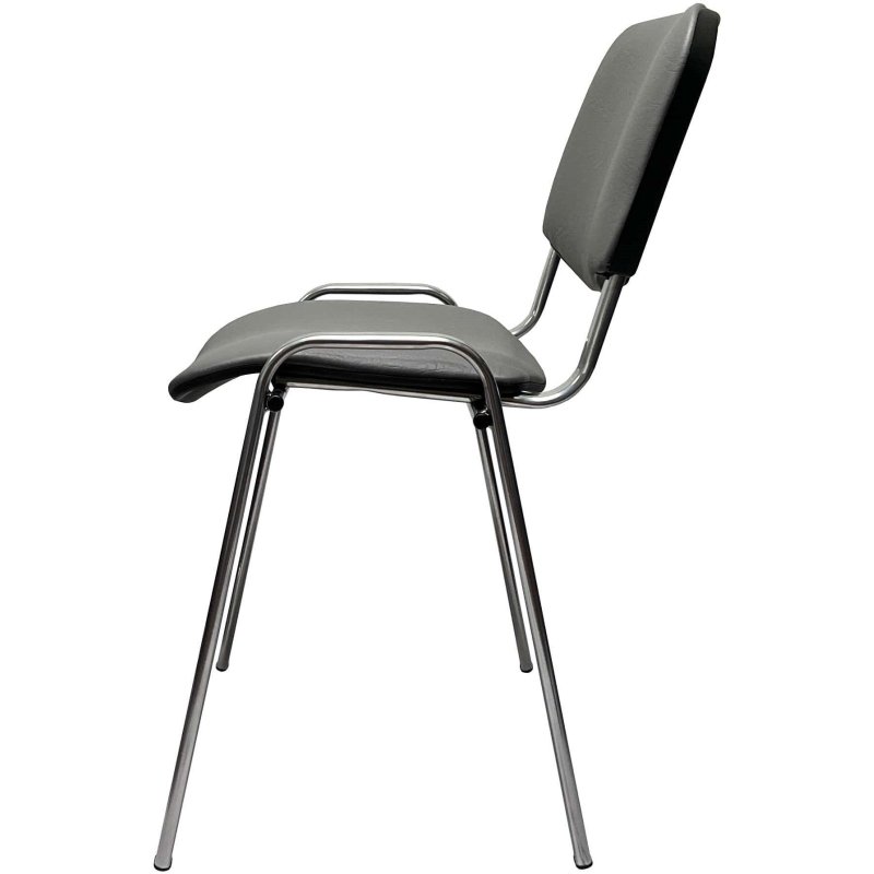 Стул КО_EChair Rio(ИЗО) искожа серая мат. тисненная 503, каркас под хром