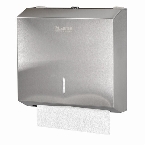 Диспенсер для полотенец LAIMA PROFESSIONAL INOX, (Система H2) Interfold, нержавеющая сталь, матовый, 605694