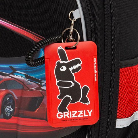 Ранец GRIZZLY анатомическая спинка, с бейджем, для мальчиков, RACER, 36×28х20 см