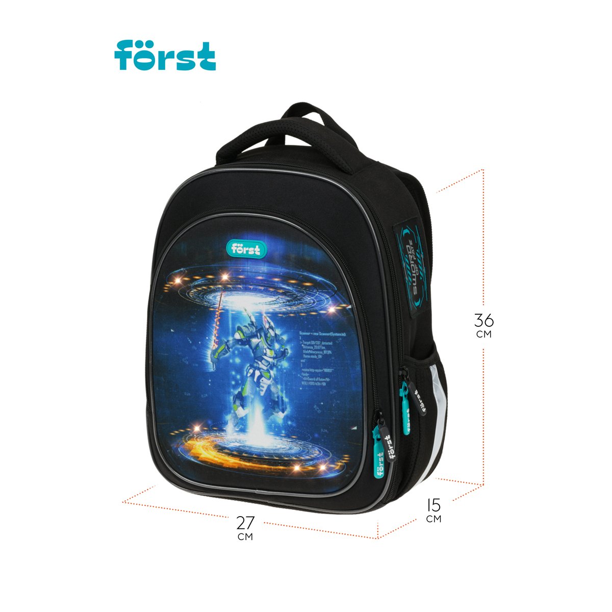 Ранец Först F-LIGHT «Neo future» 37×28×16см, 2 отделения, 2 кармана, анатомическая спинка
