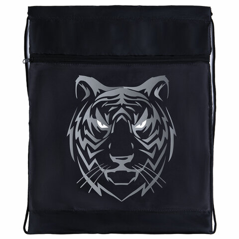 Мешок для обуви BRAUBERG, с петлёй, карман на молнии, 47×37 см, «Tiger»