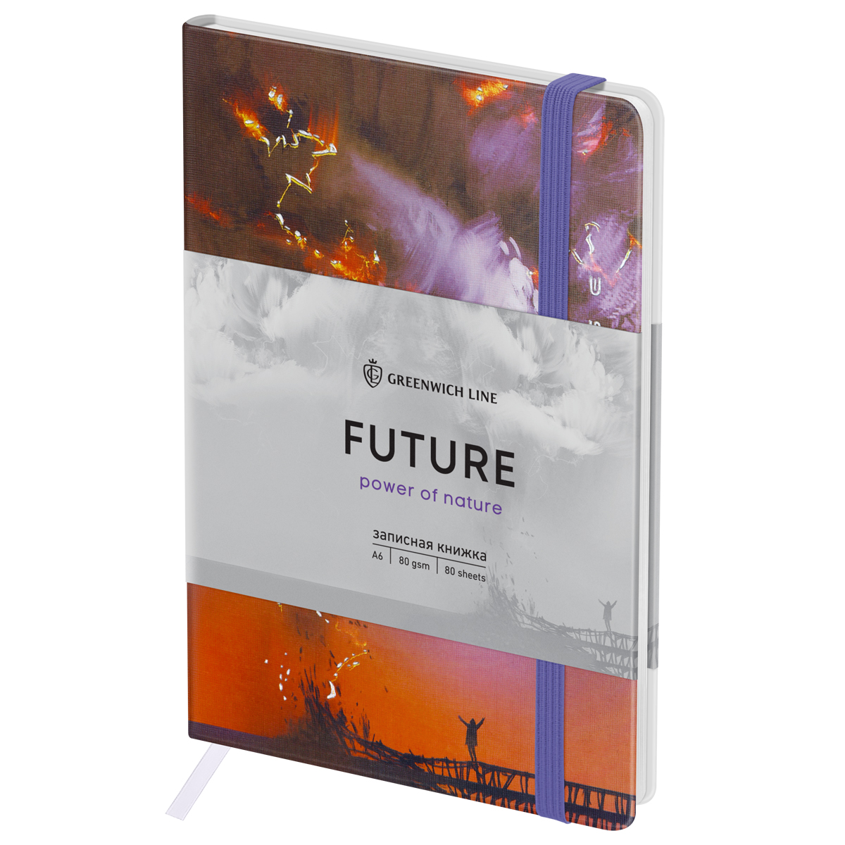Записная книжка А6 80л. ЛАЙТ, кожзам, Greenwich Line «Power of nature», с резинкой, тиснение фольгой, блок в клетку