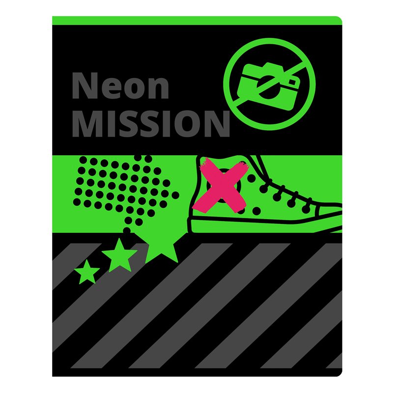 Тетрадь 48л., А5, линия BG «Neon Mission», неоновый пантон
