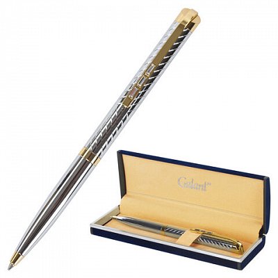 Ручка подарочная шариковая GALANT «Barendorf», корпус серебристый с гравировкой, золотистые детали, пишущий узел 0.7 мм, синяя
