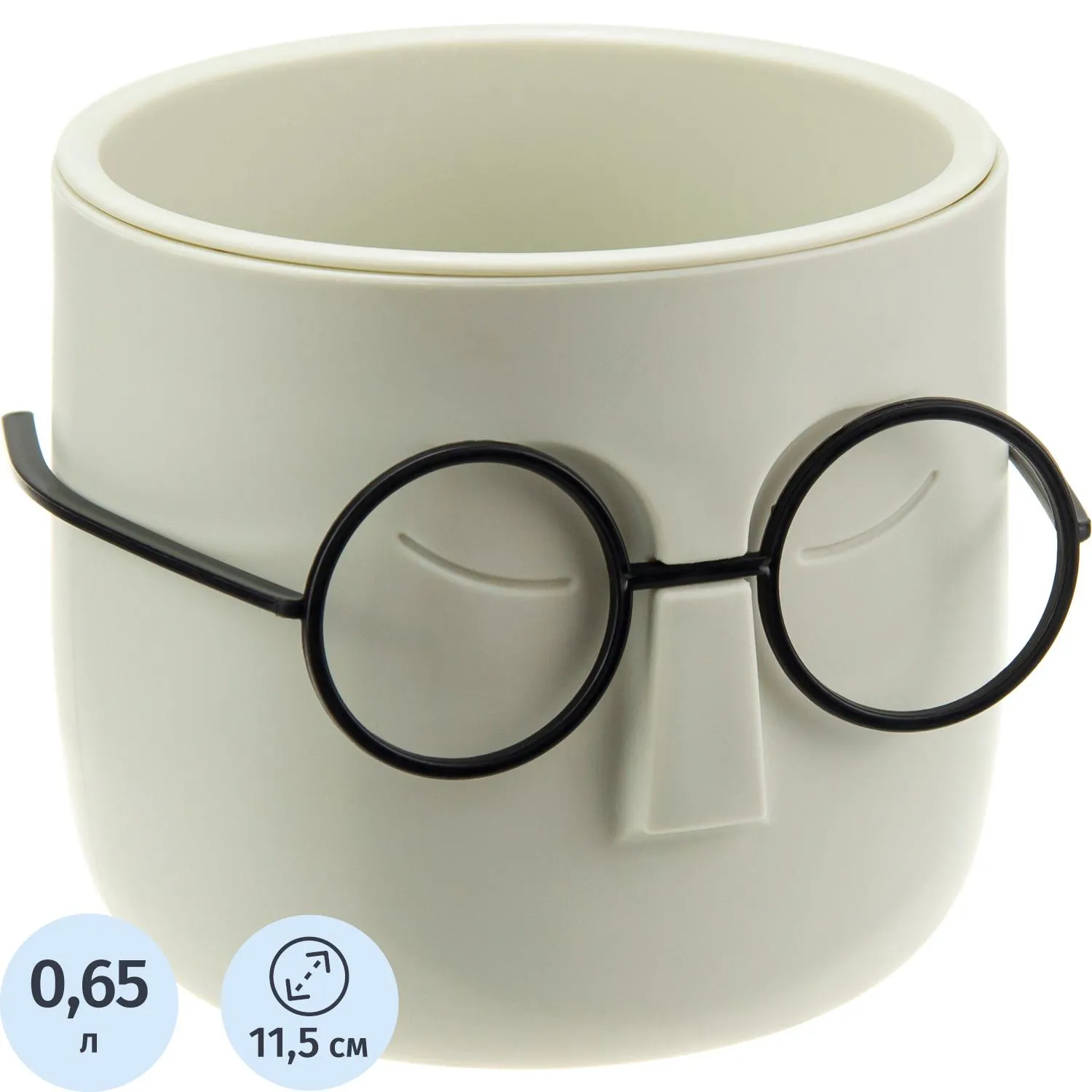 превью Кашпо Idea Стив 0.85 л с внутренней вставкой 0.65 л цвет белый ротанг 10.5x11.5 см